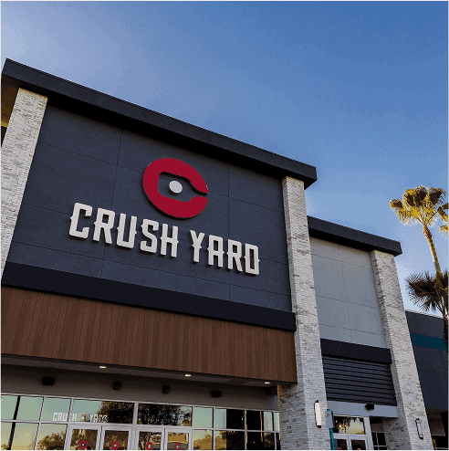 The Crush Yard sign on the exterior of a venue