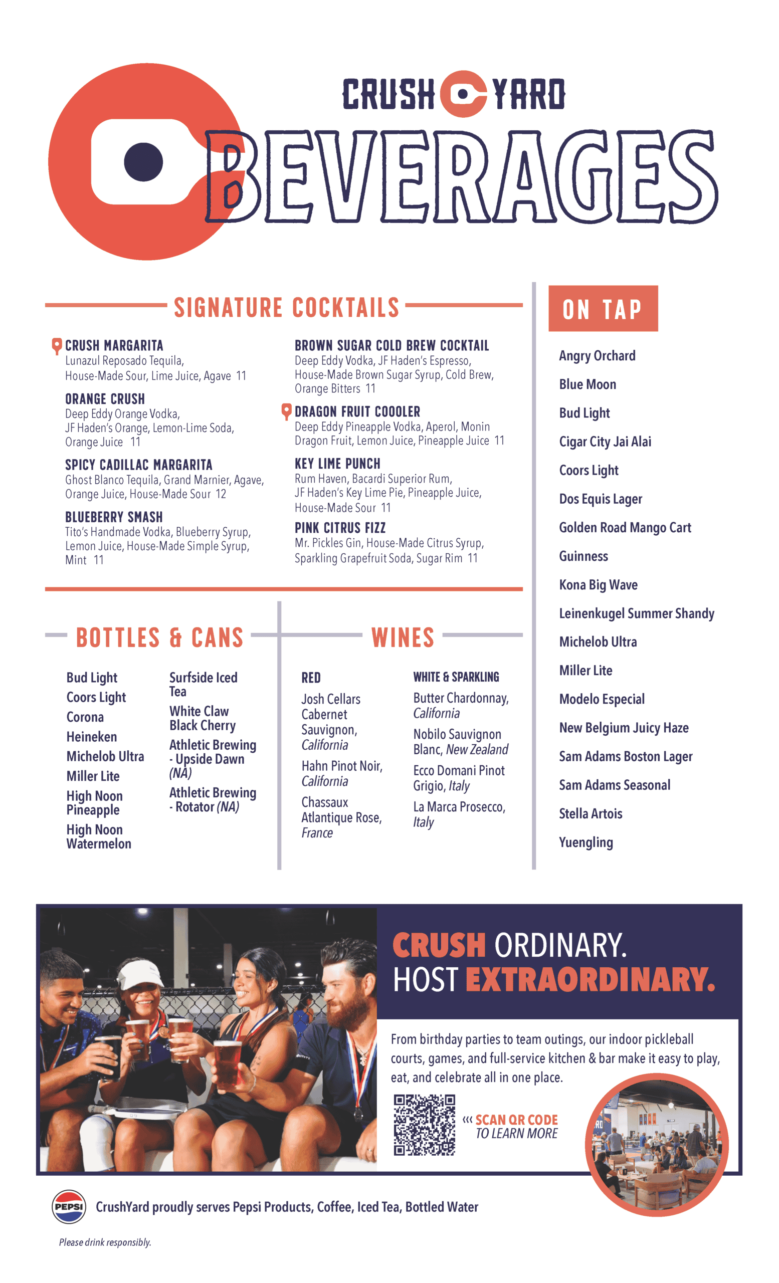 crush yard drink menu
